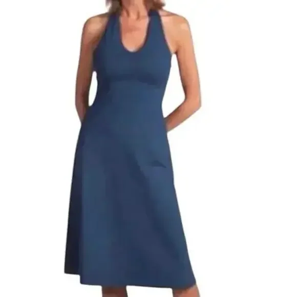 Patagonia | Dresses | Patagonia Morning Glory Halter Tie Back Exercise Dress  Blue Small S | Poshmark